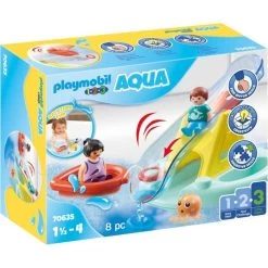 PLAYMOBIL 70635 - 1.2.3 AQUA - Badeinsel Mit Wasserrutsche
