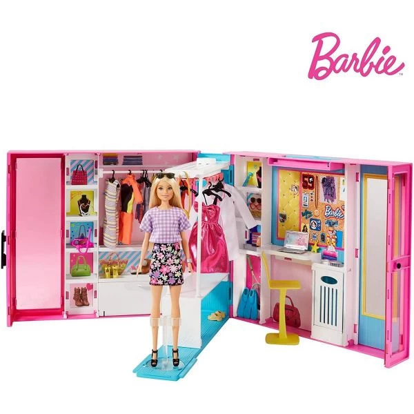 MATTEL GBK10 - Barbie - Traum Kleiderschrank Mit Puppe Spielset