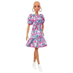 MATTEL GHW64 - Barbie - Fashionistas Puppe (Glatze) Mit Blumenkleid