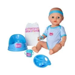 SIMBA 105030044 - New Born Baby - Babypuppe, Blaues Zubehör