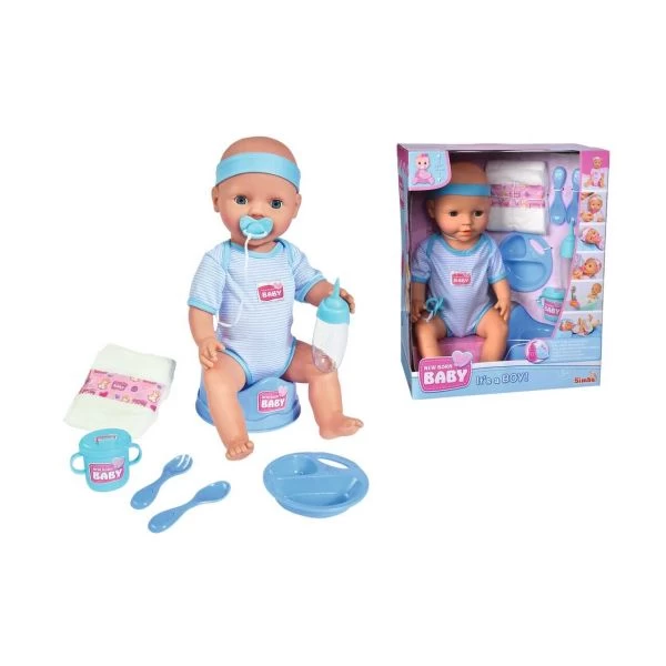 SIMBA 105030044 - New Born Baby - Babypuppe, Blaues Zubehör – Bild 3